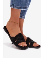 Dámské ploché sandály s pásky Eko semiš Černé Florane