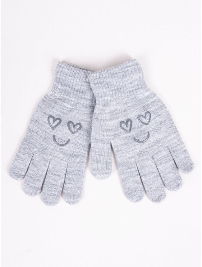 Dievčenské päťprsté rukavice Yoclub RED-0012G-AA5A-017 Grey