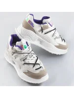 Biele dámske sneakersy s dvojitými šnúrkami (7001)