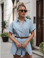 Krátke dámske nohavice z tenkej džínsoviny s opaskom FashionStreet EY2684 Krátke dámske nohavice z tenkej džínsoviny s opaskom FashionStreet EY2684
