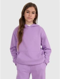 Dievčenská mikina bez prúžkov s kapucňou 4F 4FJRAW25TSWSF2467-51S