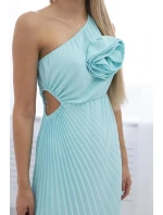 Plisované šaty s mätovým kvetom