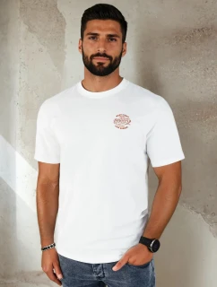 Pánske biele tričko s potlačou FashionStreet RX5415