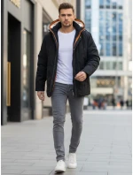 Pánska zimná bunda s kapucňou čierna FashionStreet TX4992 Pánska zimná bunda s kapucňou čierna FashionStreet TX4992