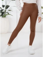 Dámske voskované hnedé legíny FashionStreet UY2725