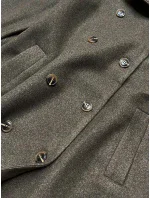 Dlhý kabát v khaki farbe s kožušinovým golierom (20201202)