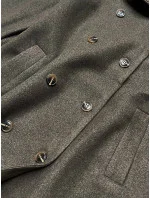 Dlhý kabát v khaki farbe s kožušinovým golierom (20201202)