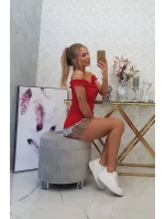 Španielska blúzka s volánikmi červená