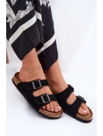 Zamszowe Klapki Damskie Z Klamrami Big Star RR274A390 Czarne