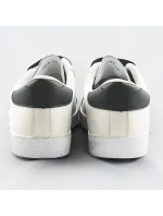 Bielo-čierne dámske tenisky trampky z rôznych spojených materiálov (1088)
