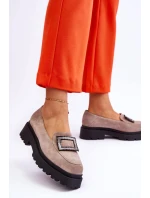 Wygodne Zamszowe Mokasyny Beżowe Agathe