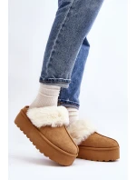 Kapcie Śniegowce Damskie Na Grubej Podeszwie Camel Starlyn