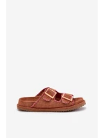 Klapki Damskie Z Klamrami I Ozdobnym Obszyciem Camel Visley