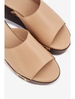 Dámské nazouváky na platformě s nýty béžové Mareline