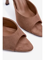 Sandále z imitácie semišu na ihlovom podpätku Khaki Cherryssa Sandále z imitácie semišu na ihlovom podpätku Khaki Cherryssa