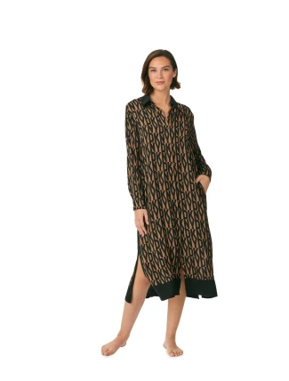 Dámska nočná košeľa YI30017 Brown Printed - DKNY