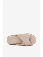 Klapki Damskie Na Platformie Z Przeplatającymi Się Paskami Beżowe Rinasara