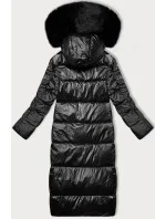 Čierna prešívaná zimná bunda s kapucňou Way Mode (9837#)