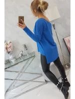 Blúzka s potlačou a dlhším chrbtom, nevädza modrá Blúzka s potlačou a dlhším chrbtom, nevädza modrá