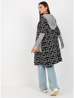 Šedo-čierny vzorovaný sveter s vreckami