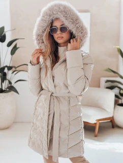 Dámska zimná bunda CASSERIE prešívaná s kapucňou svetlo béžová FashionStreet TY4926