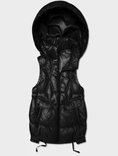 Goodlookin Dámske krátke tričko bez rukávov s odnímateľnou kapucňou v čiernej farbe (B8258-1)