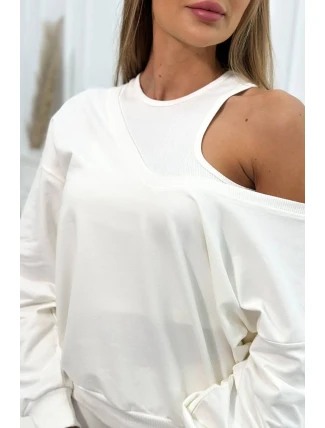 3-dielny set blúzka + top + legíny ecru