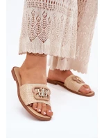 Płaskie Klapki Damskie Z Ozdobnym Detalem Beżowe Nenitta