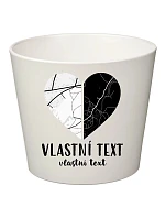 Biely keramický kvetináč – dve mapy v tvare srdca – veľký
