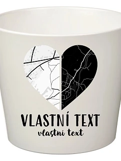 Biely keramický kvetináč – dve mapy v tvare srdca – veľký