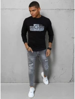 Pánska mikina s potlačou čierna FashionStreet BX5369 Pánska mikina s potlačou čierna FashionStreet BX5369