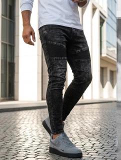 Pánske čierne džínsové nohavice FashionStreet UX3939
