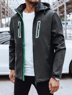 Pánska softshellová bunda s kapucňou tmavosivá FashionStreet TX4475