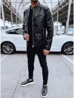 Pánska kožená bunda čierna FashionStreet TX4711