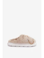 Futrzane Kapcie Z Przypinkami Beżowe Ivelfedi