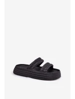 Piankowe Lekkie Klapki Damskie Na Platformie S.Barski ZK51-001 Czarne