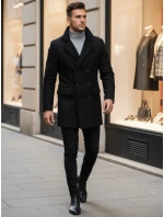 Pánsky čierny kabát FashionStreet CX0434 Pánsky čierny kabát FashionStreet CX0434