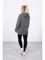 Oversize tunika s kapucňou na zips v grafitovej farbe