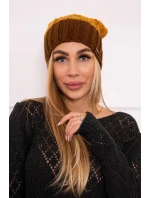 Fleecová čiapka Paris K212 horčicová+hnedá