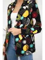 Bavlnená bunda s potlačou a gombíkom čierna