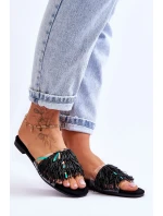 Damskie Klapki Z Modnymi Ozdobami S.Barski KV-576-4 Czarne