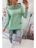 Mikina s kapucňou s dlhým zadným dielom tmavo mätová Mikina s kapucňou s dlhým zadným dielom tmavo mätová