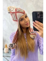 Dámska klapka na uši Eunika K322 béžová+červená