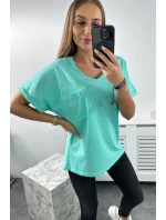 Bavlnená blúzka s vreckom mint