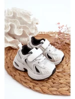 Dziecięce Buty Sportowe Sneakersy Na Rzep Biało-Czarne Ephona