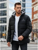 Pánska zimná bunda s kapucňou čierna FashionStreet TX5091 Pánska zimná bunda s kapucňou čierna FashionStreet TX5091