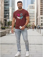 Pánske bavlnené streetwearové tričko bordové FashionStreet NX5100R Pánske bavlnené streetwearové tričko bordové FashionStreet NX5100R
