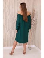 Španielske šaty s ozdobnými rukávmi tmavozelené