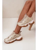 Buty Sportowe Sneakersy Damskie Big Star SS274014 HI-POLY SYSTEM Beżowo-Złote