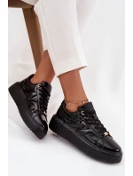 Lakierowane Sneakersy Damskie Na Platformie Lee Cooper LCJ-25-09-3870 Czarne